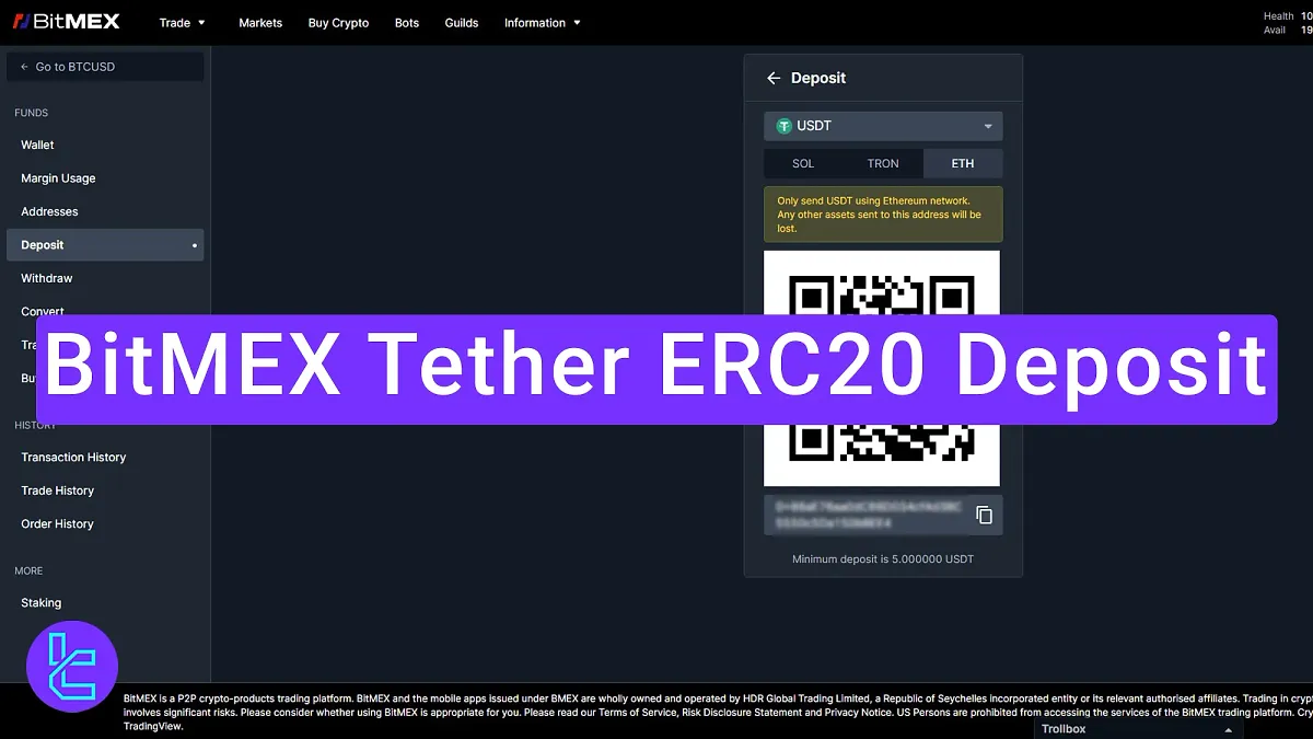 BitMEX Tether ERC20 Deposit - Manually or Using QR Code [5 Steps] 2025