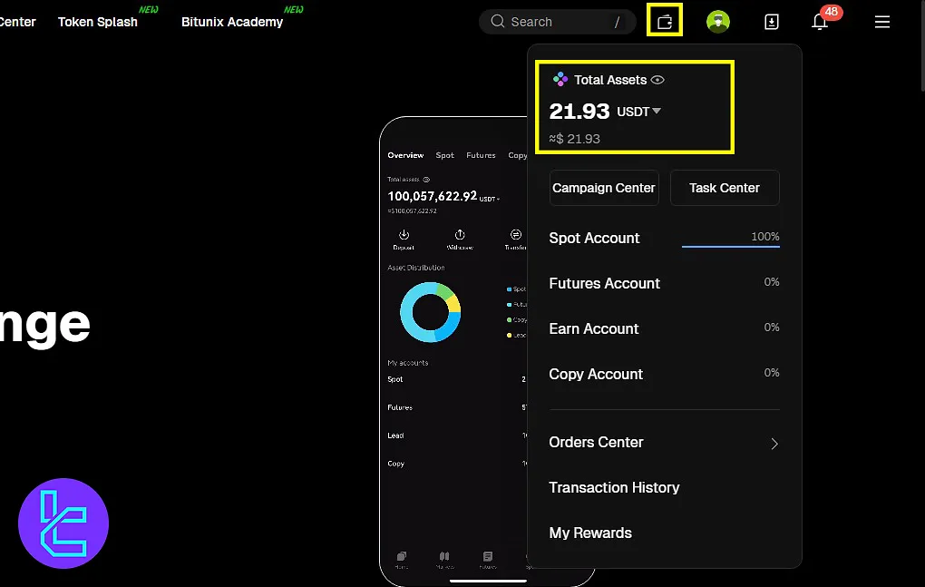 Bitunix Bitcoin withdrawal asset menu