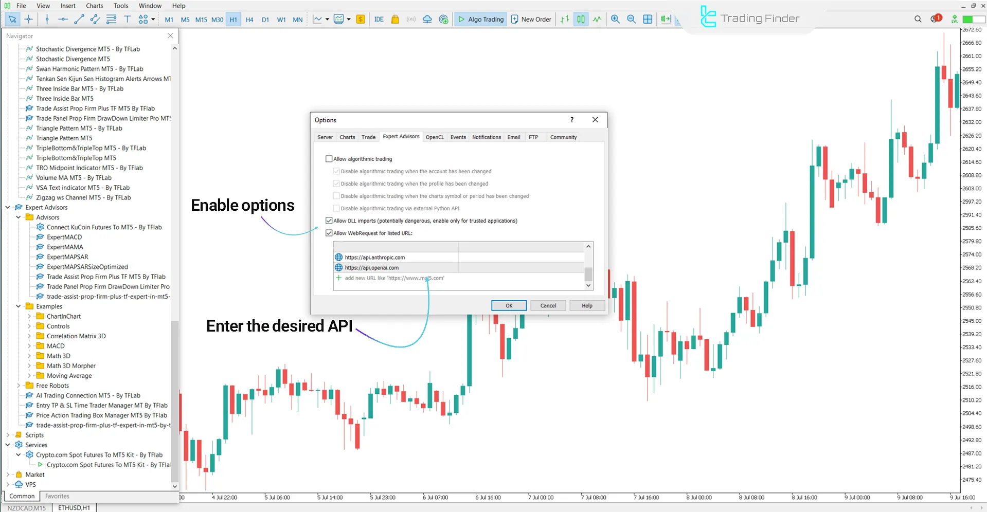 WebRequest activation steps in AI Trading Connection