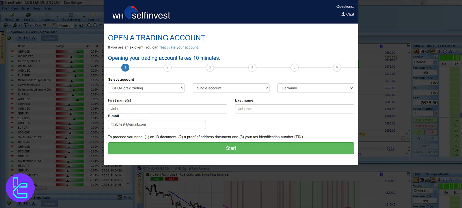 Signing Up with WH SelfInvest