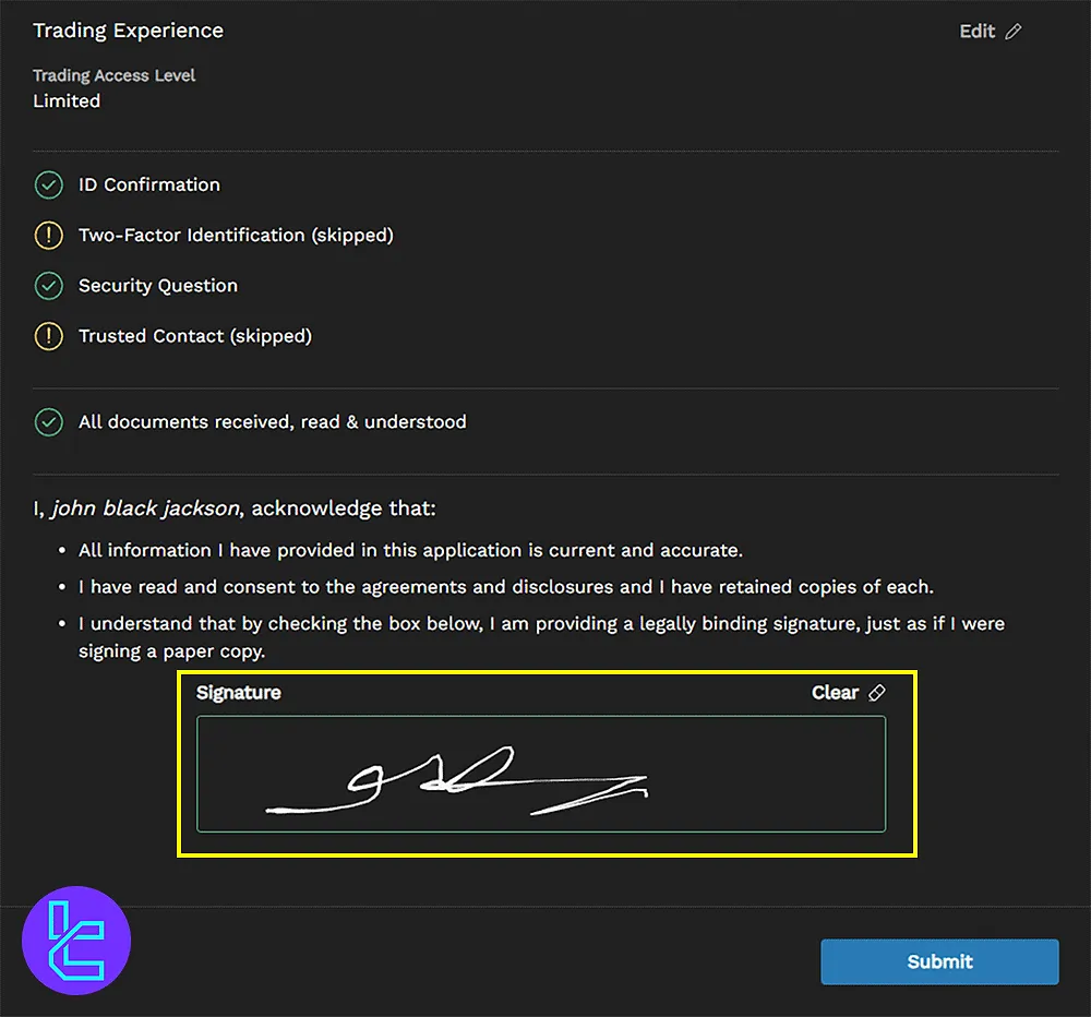 Tastytrade Digital Signature