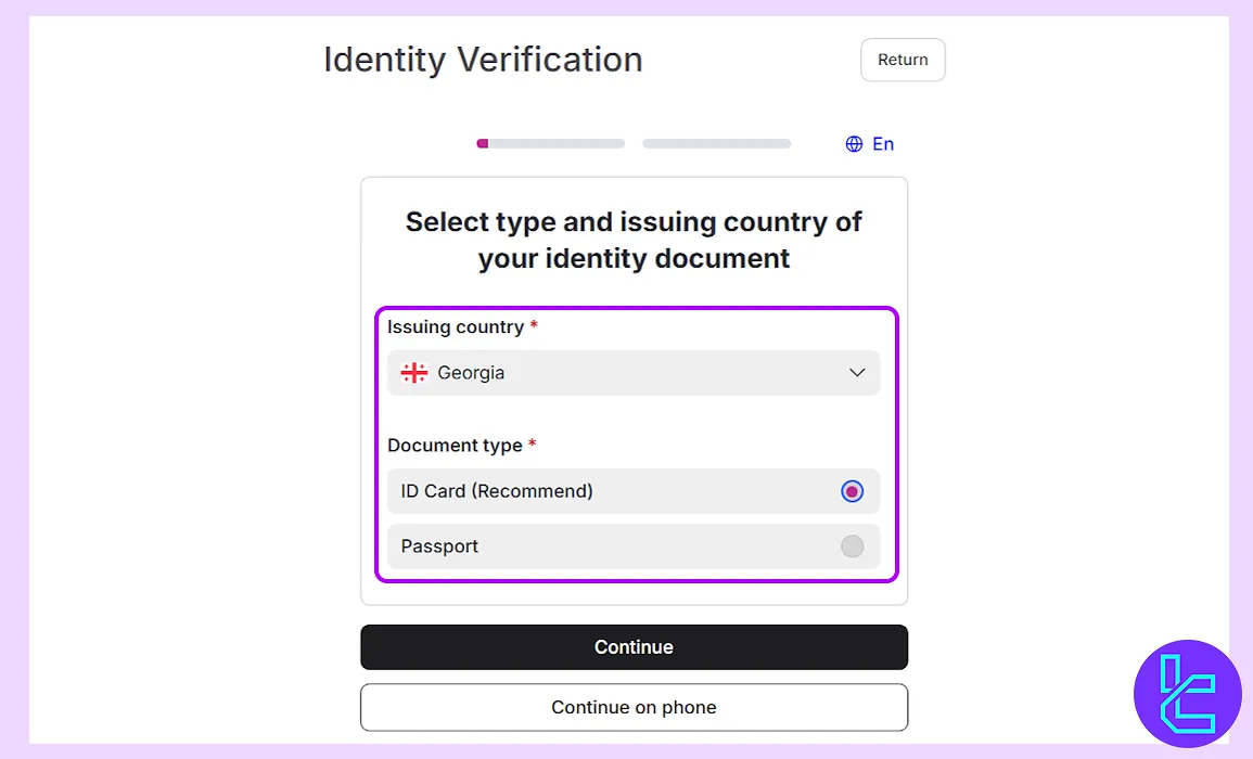 ID type and issuing country selection on Hashkey KYC