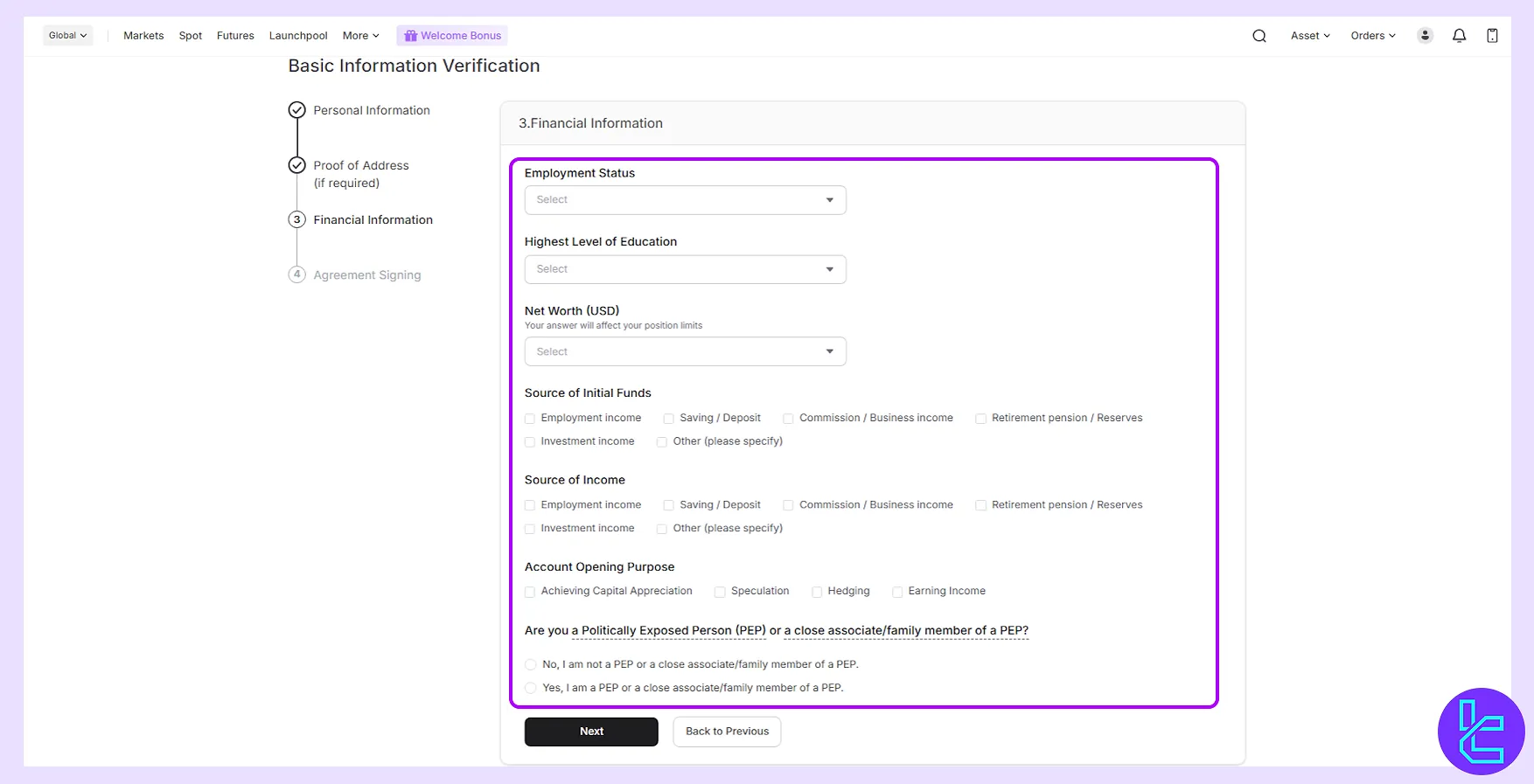 Financial background submission on Hashkey authentication