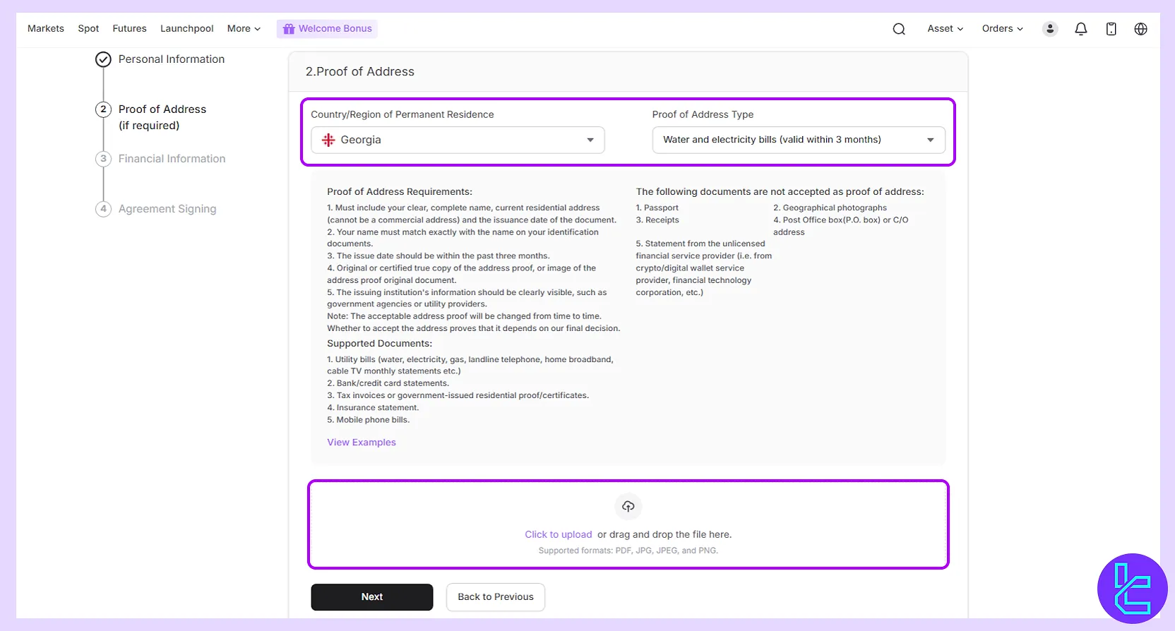 Hashkey KYC Address document upload