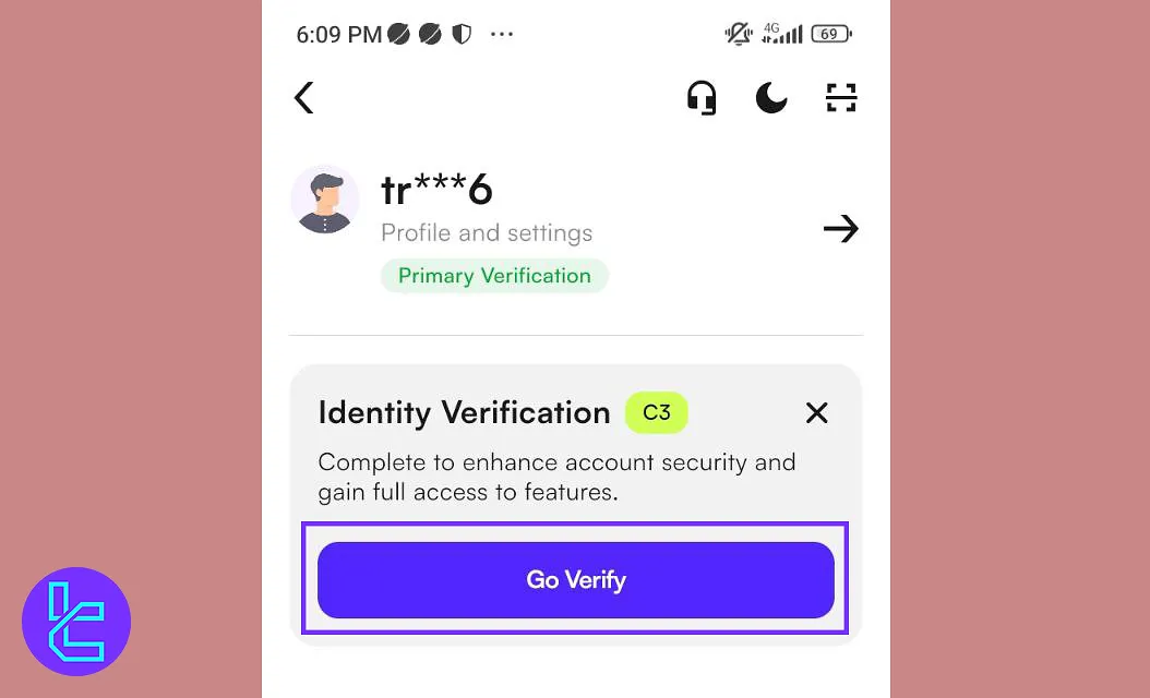 Verification access on the CoinW app