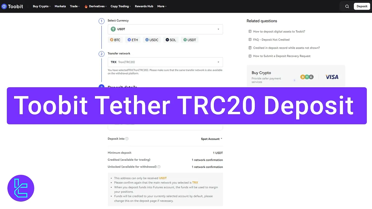 Toobit Tether TRC20 Deposit 2025 [Complete USDT Transfers in 5 Minutes]