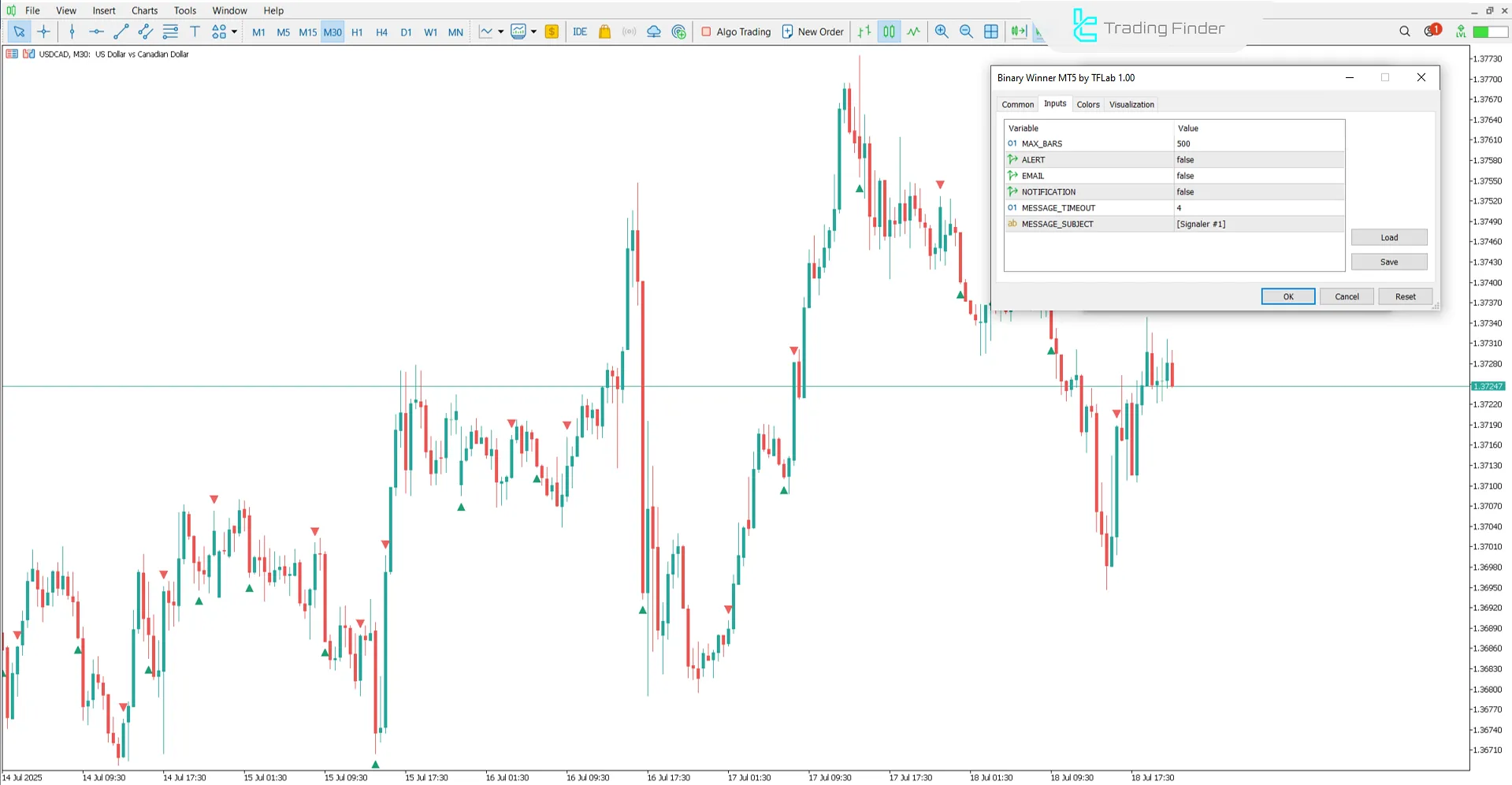 Binary Winner Indicator Settings Panel