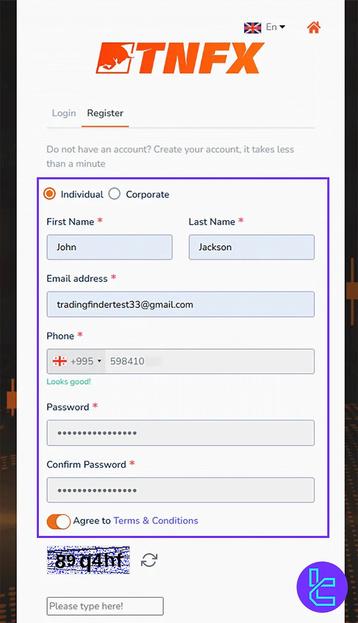TNFX Registration