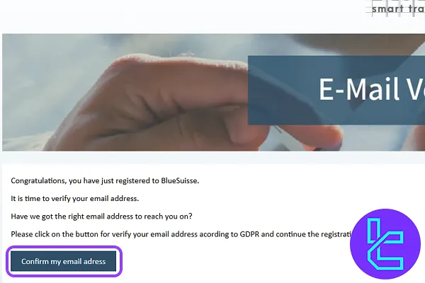 Blue Suisse sign-up email step