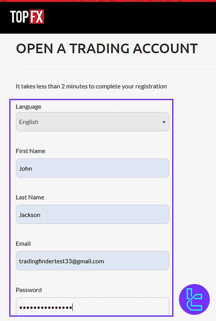 TopFX Registration