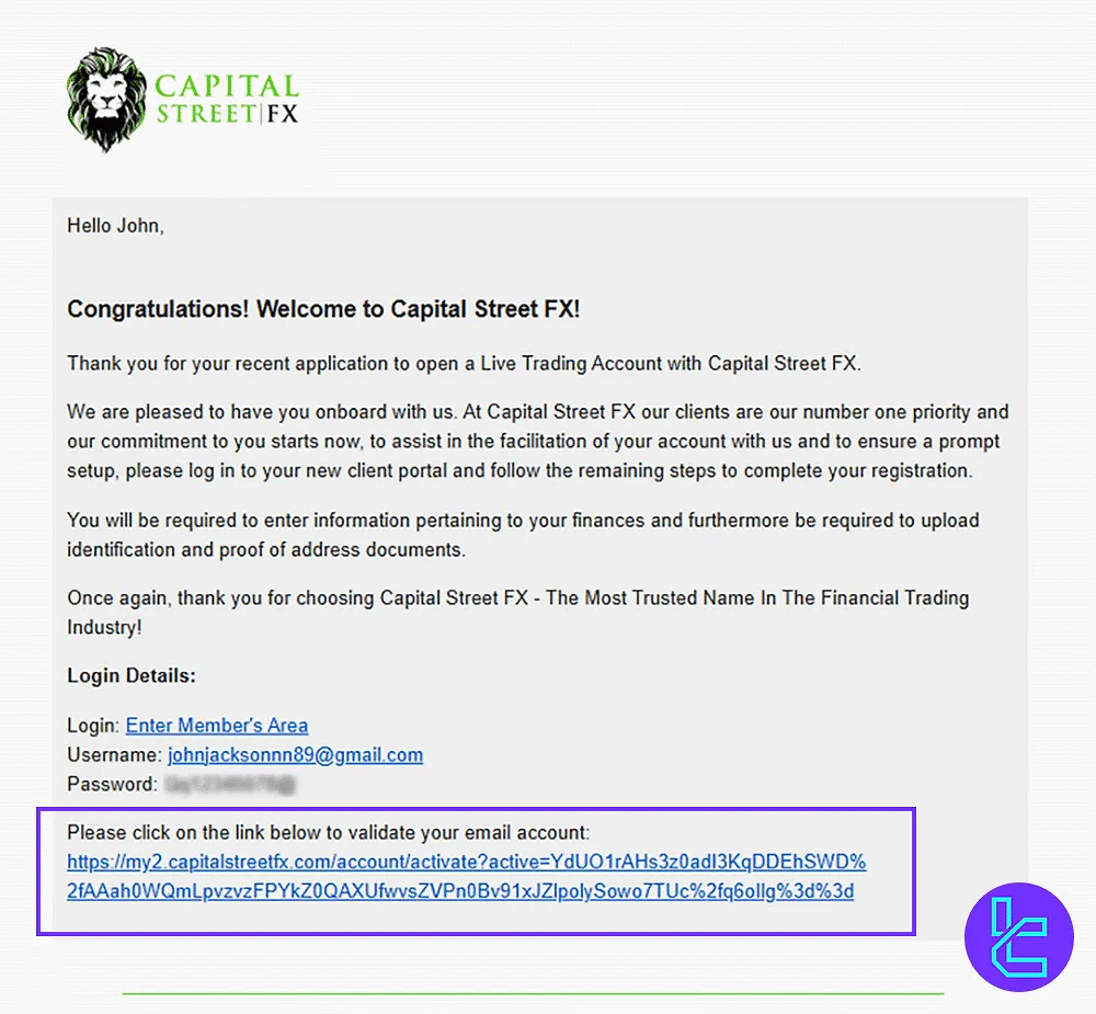 Capital Street FX Email Verification Required for Registration