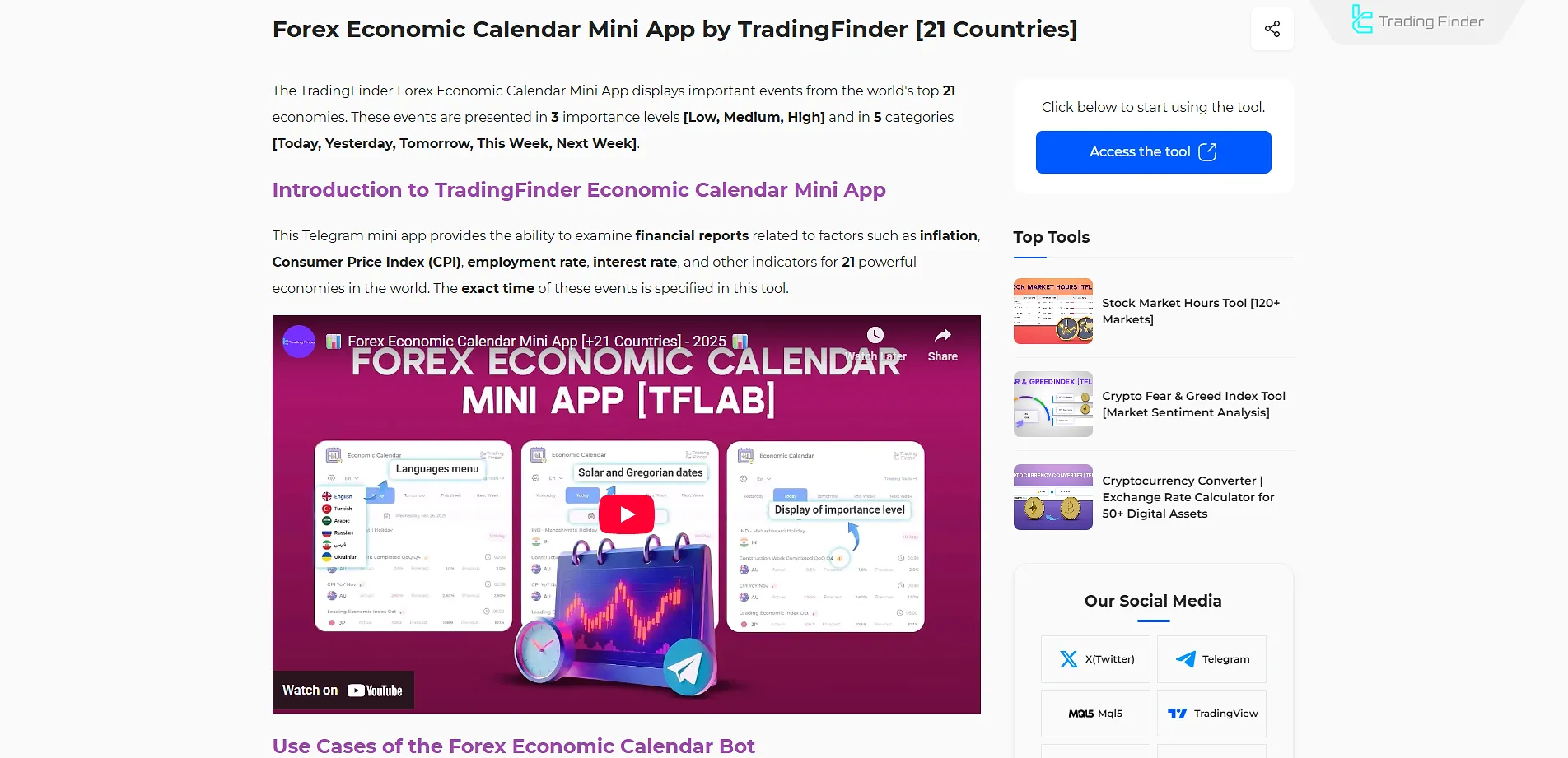 TradingFinder Economic Calendar Bot