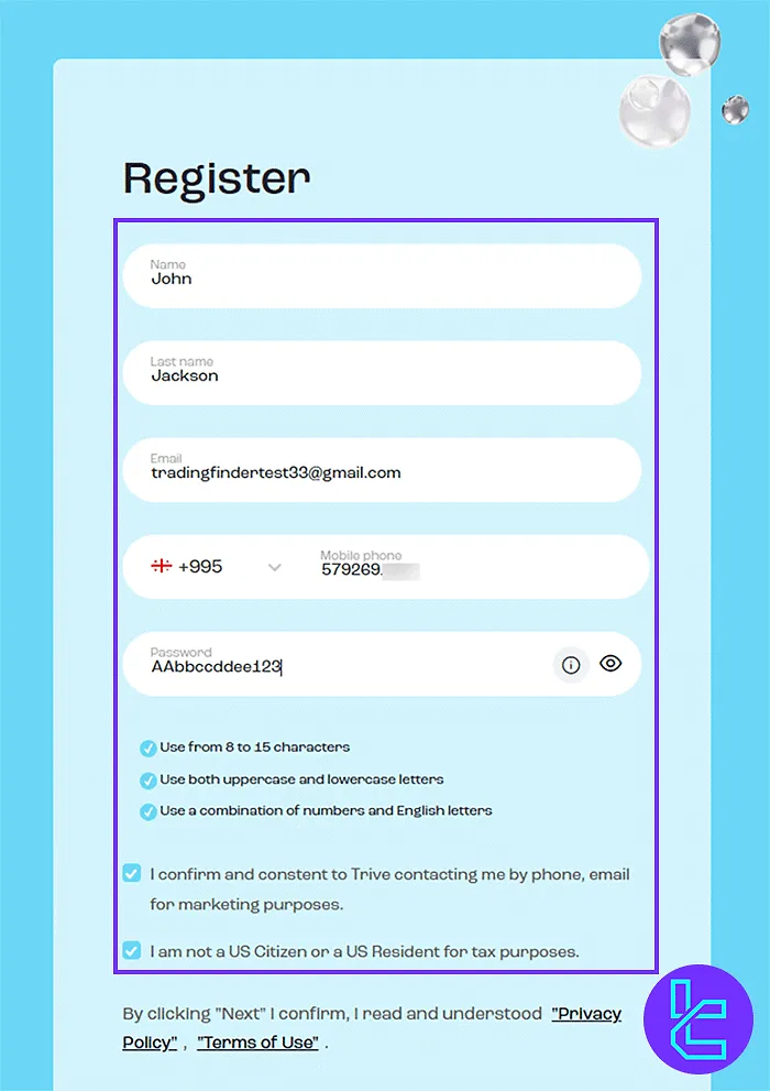 Trive Registration