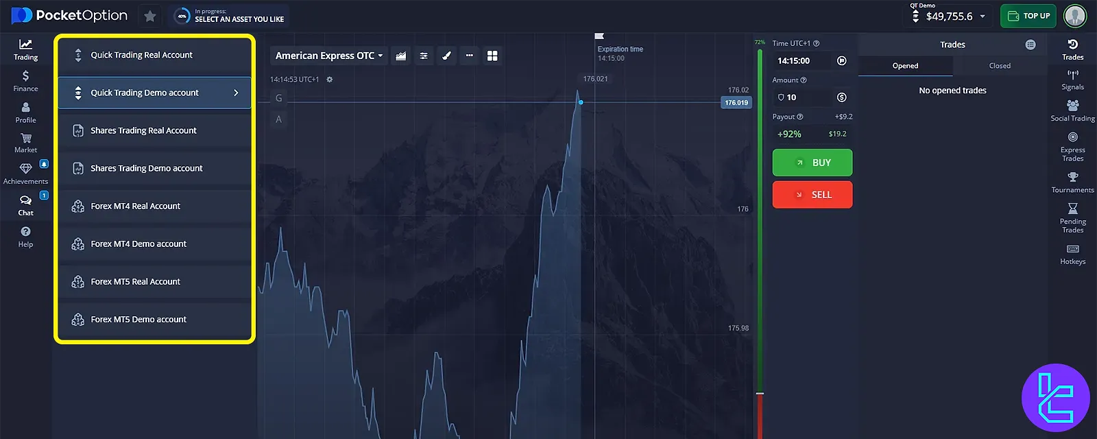 Pocket Option account types