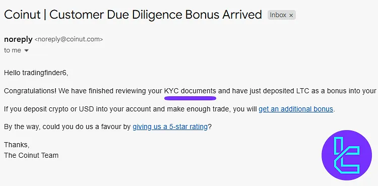 Coinut KYC success email
