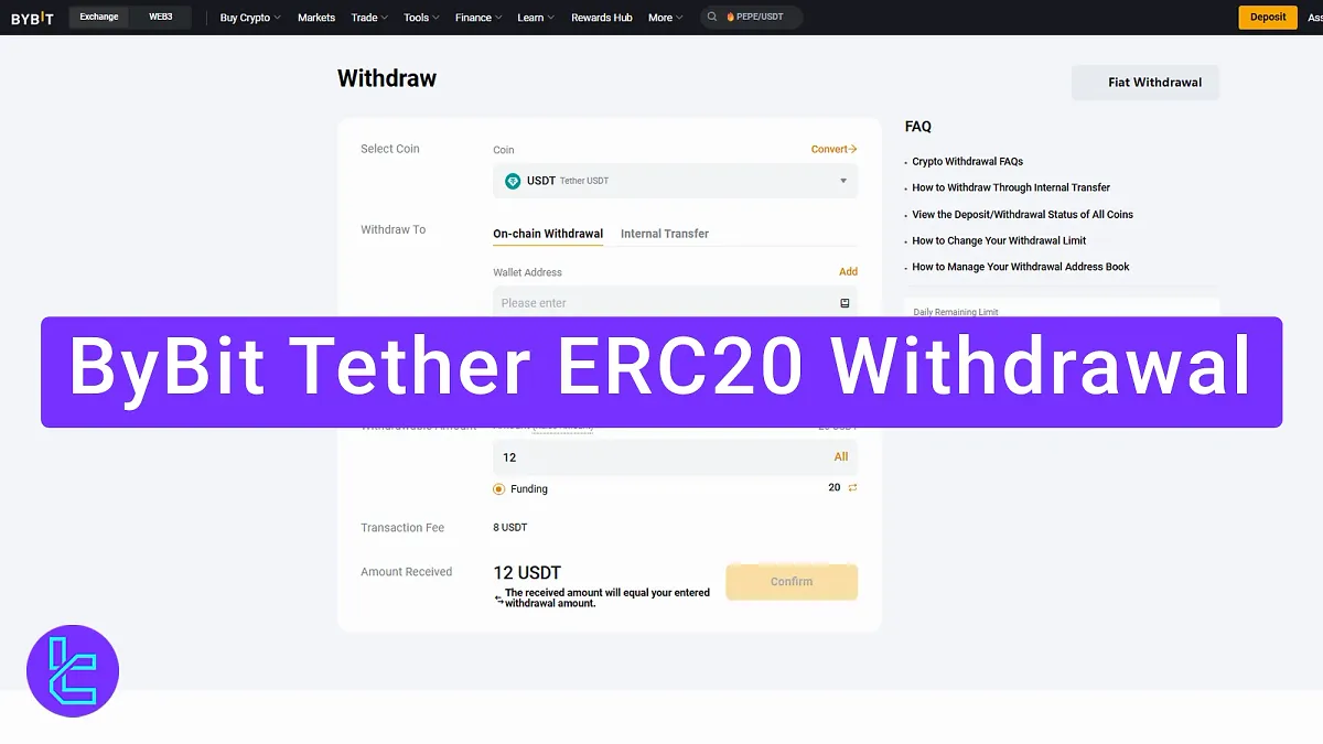 ByBit Tether ERC20 Withdrawal 2025 [$8 Transaction Fee] 