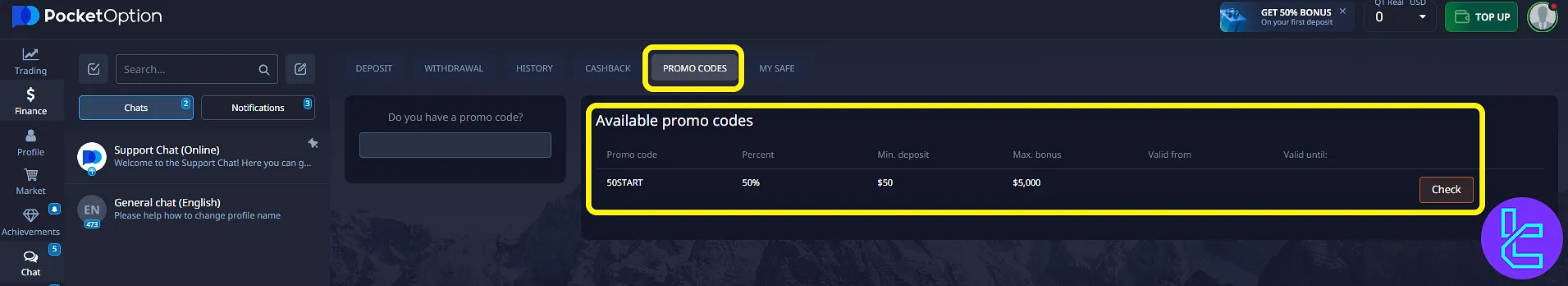 Pocket Option bonus