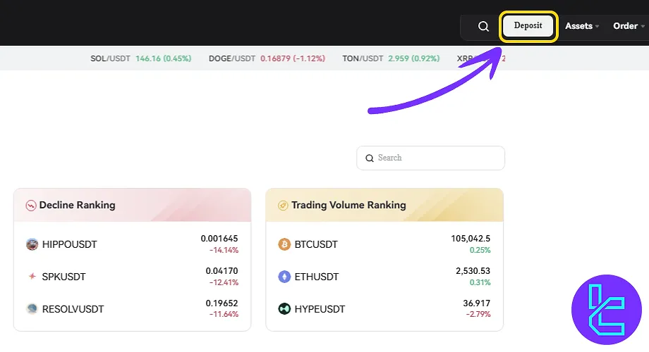 Toobit Tether ERC20 payment page