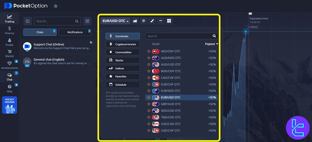 Pocket Option tradable instruments