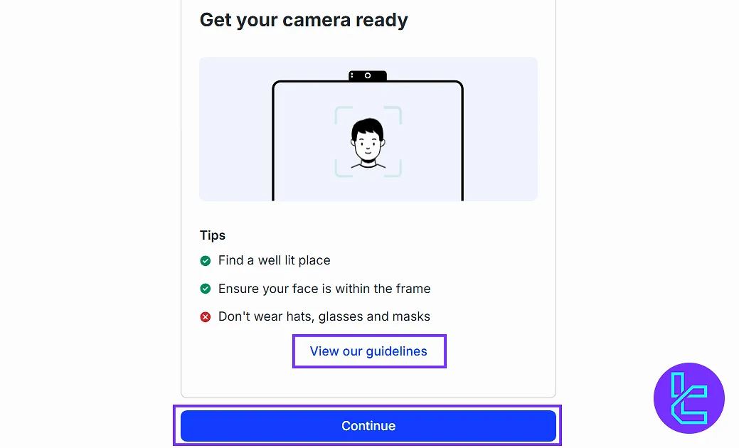 Face scan step in Pionex KYC process