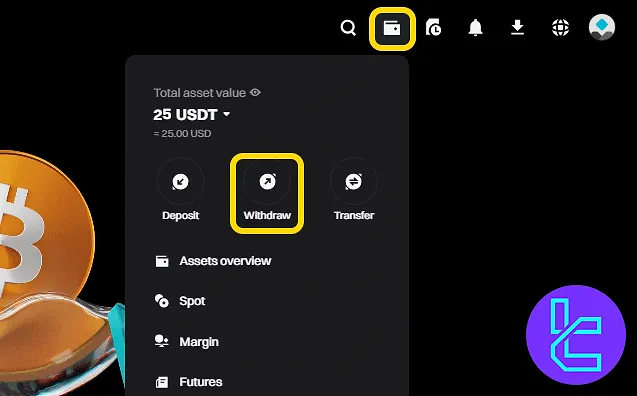 Bitget dashboard USDT payout shortcut