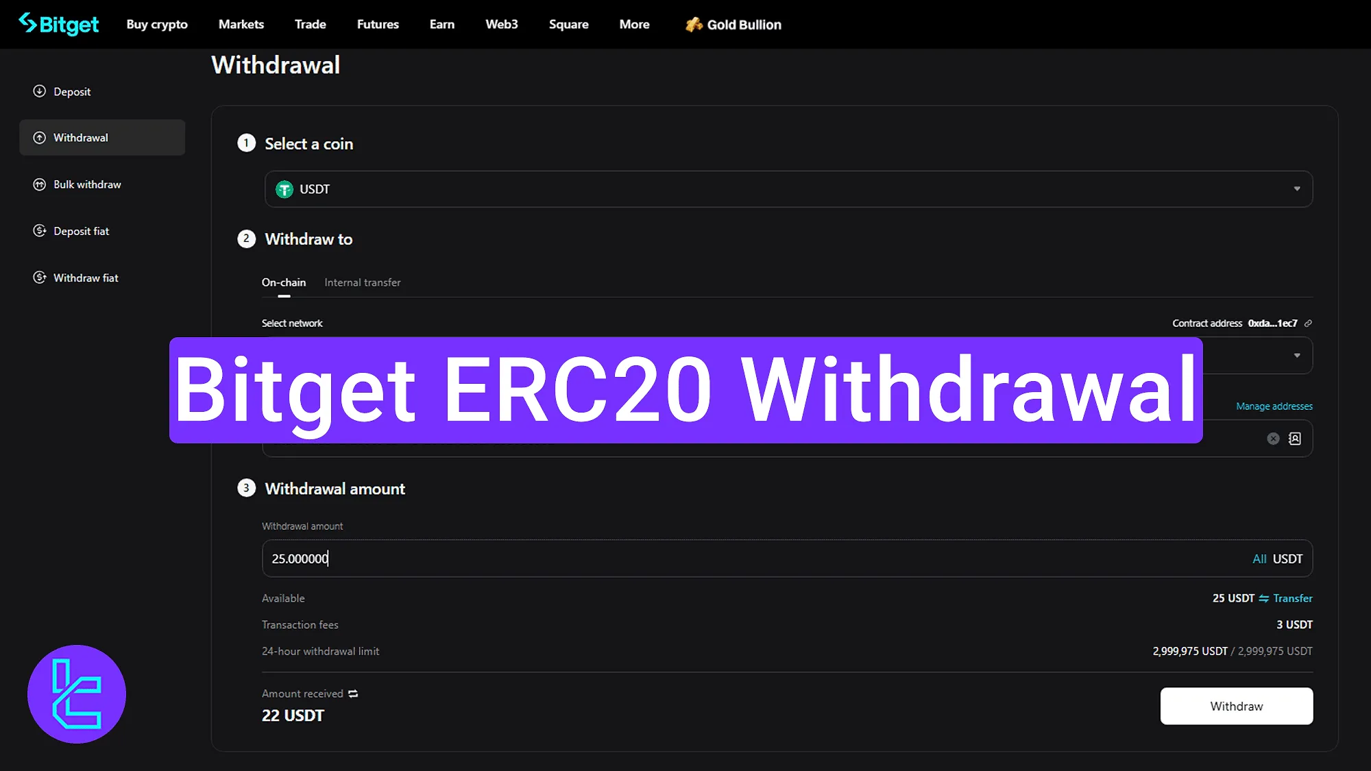 Bitget USDT ERC20 Withdrawal 2025 [5-Minute Process, Email and 2FA Verification]