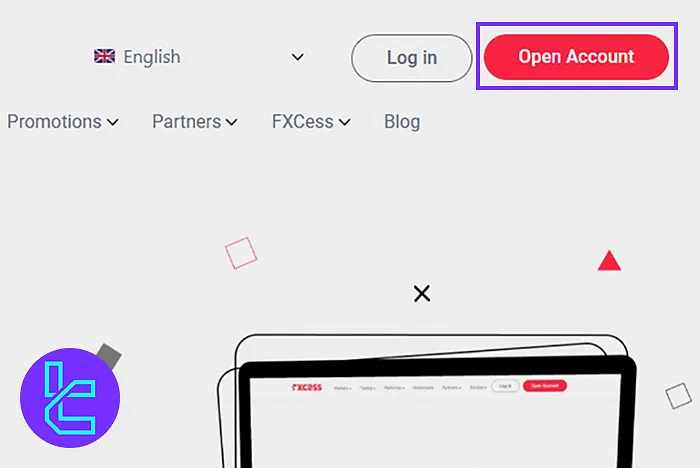 Navigating to the FXCess Signup Page
