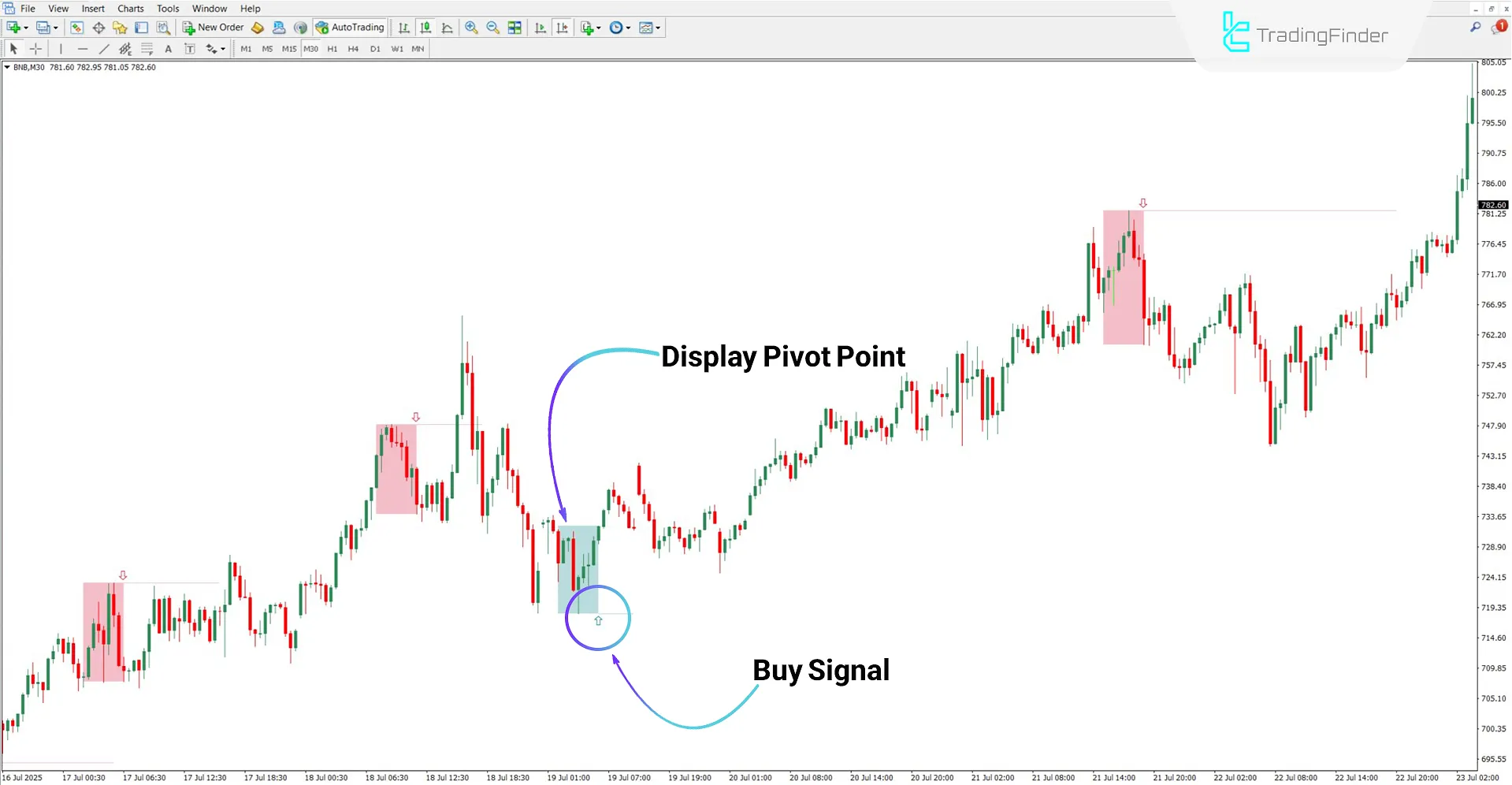 N Bar Reversal Display Indicator in a Bullish Trend