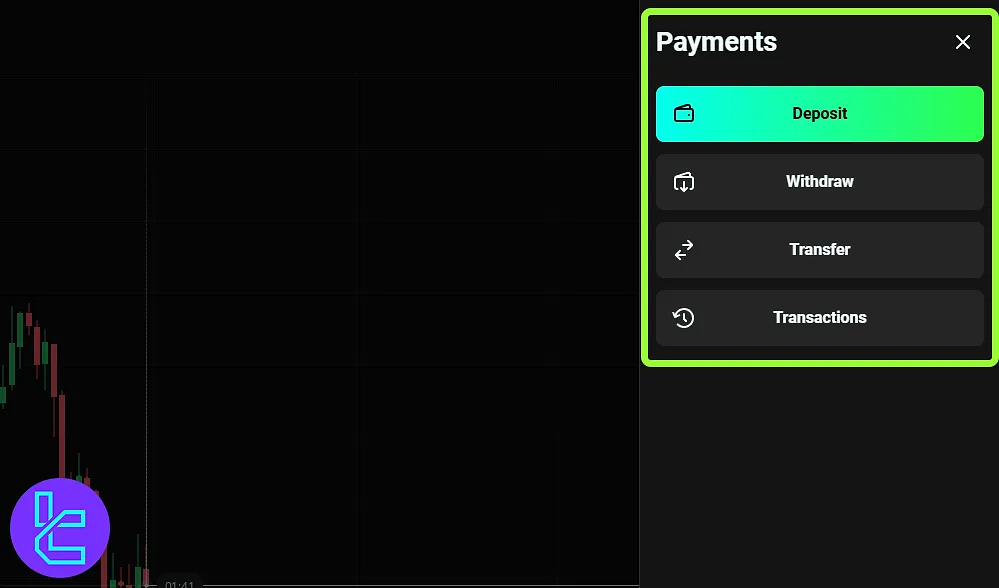 Olymp Trade Payment Section Interface