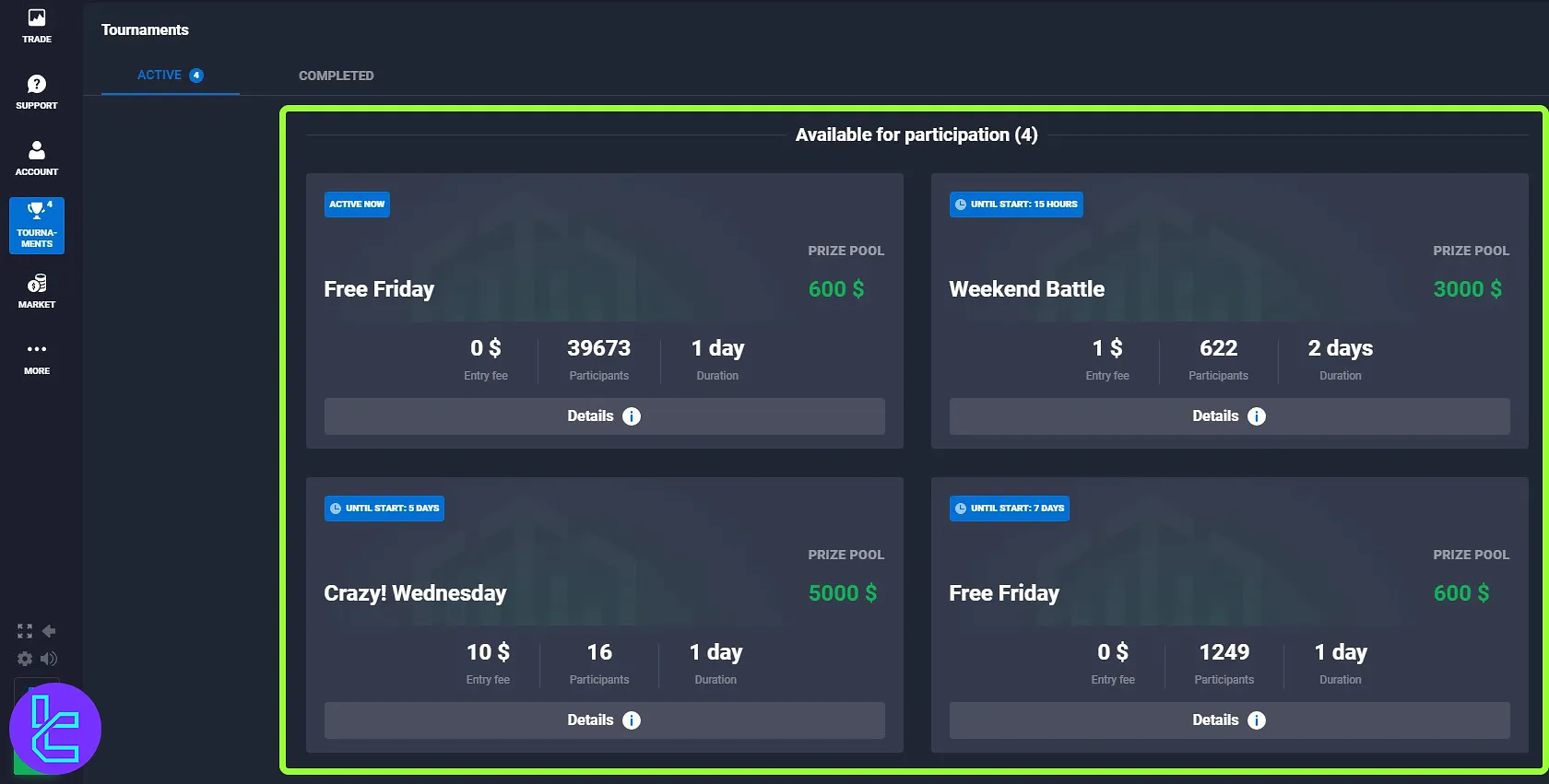Participating in tournaments through the Quotex platform