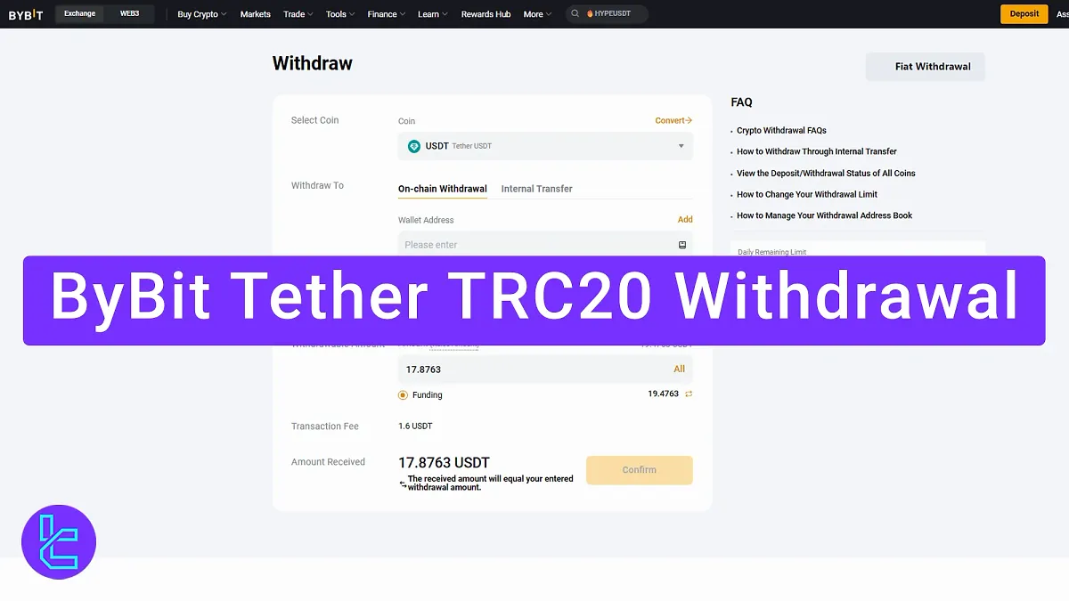 ByBit Tether TRC20 Withdrawal 2025 [5 Steps Process + 2FA Verification]