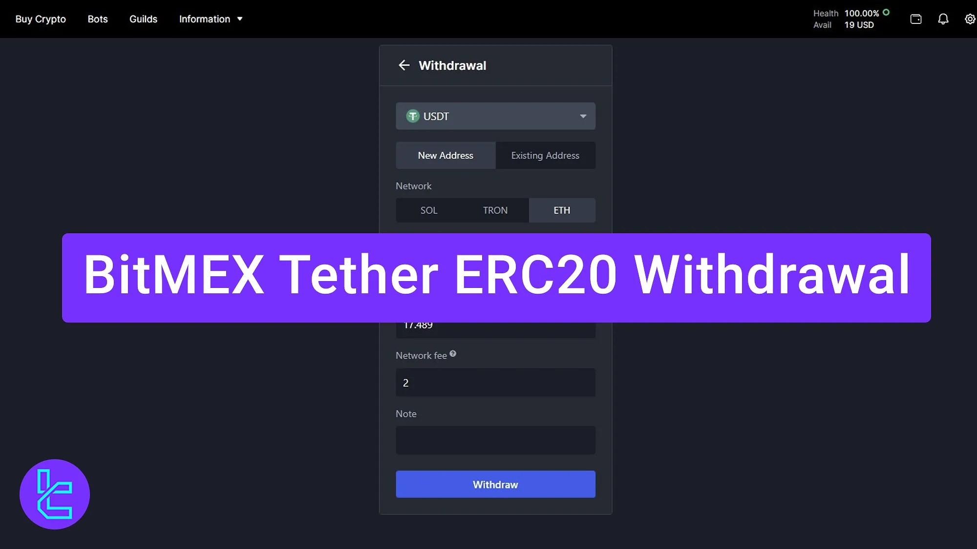 BitMEX USDT ERC20 payout process