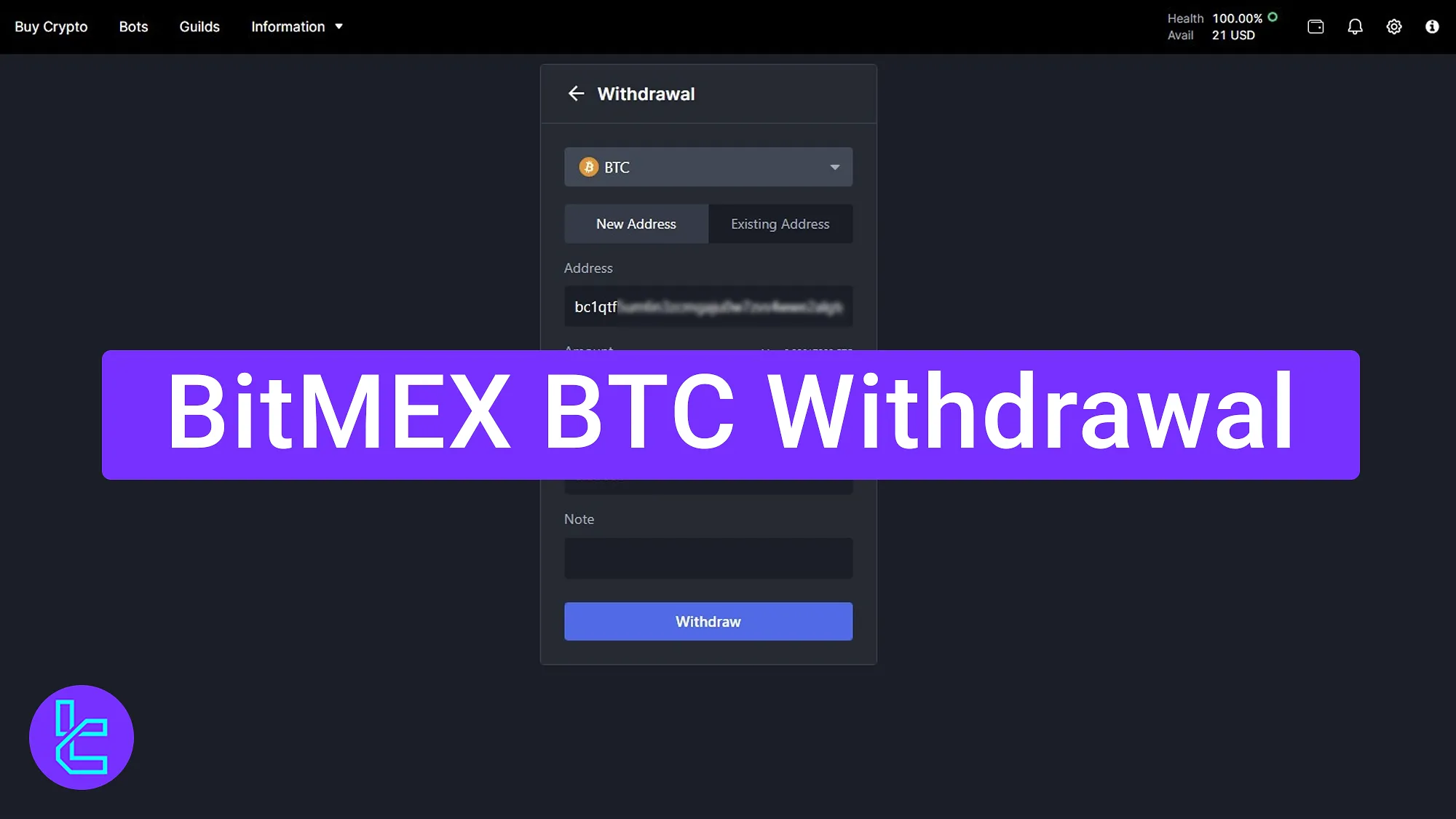 BitMEX BTC withdrawal process