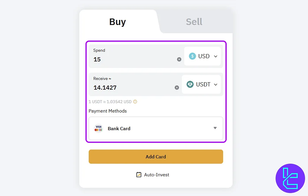 Choosing USDT and USD on Bybit Visa top up
