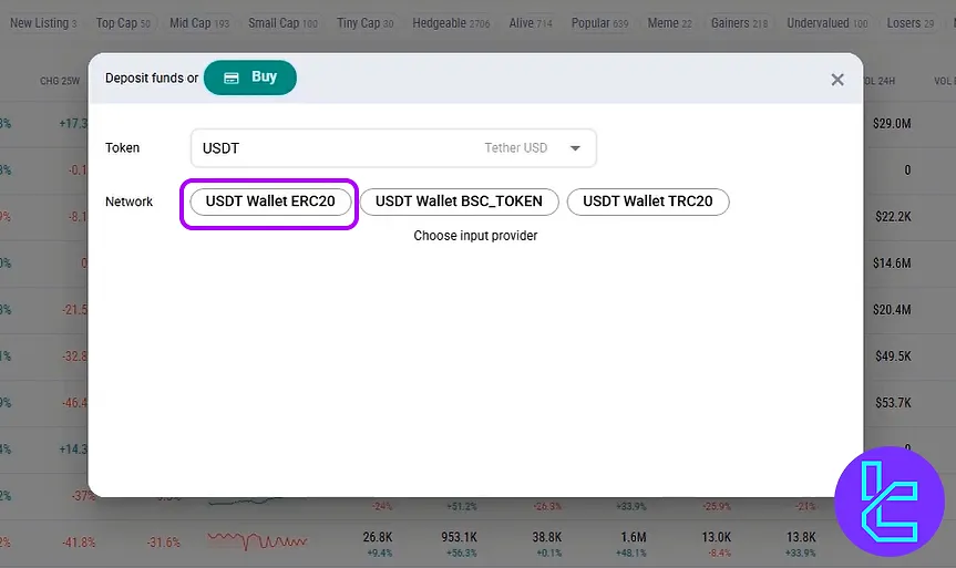 Choose USDT for your LATOKEN Tether ERC20 cash in