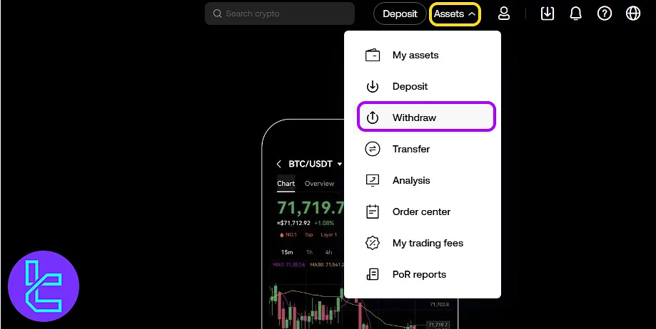 OKX Tether ERC20 cash out page
