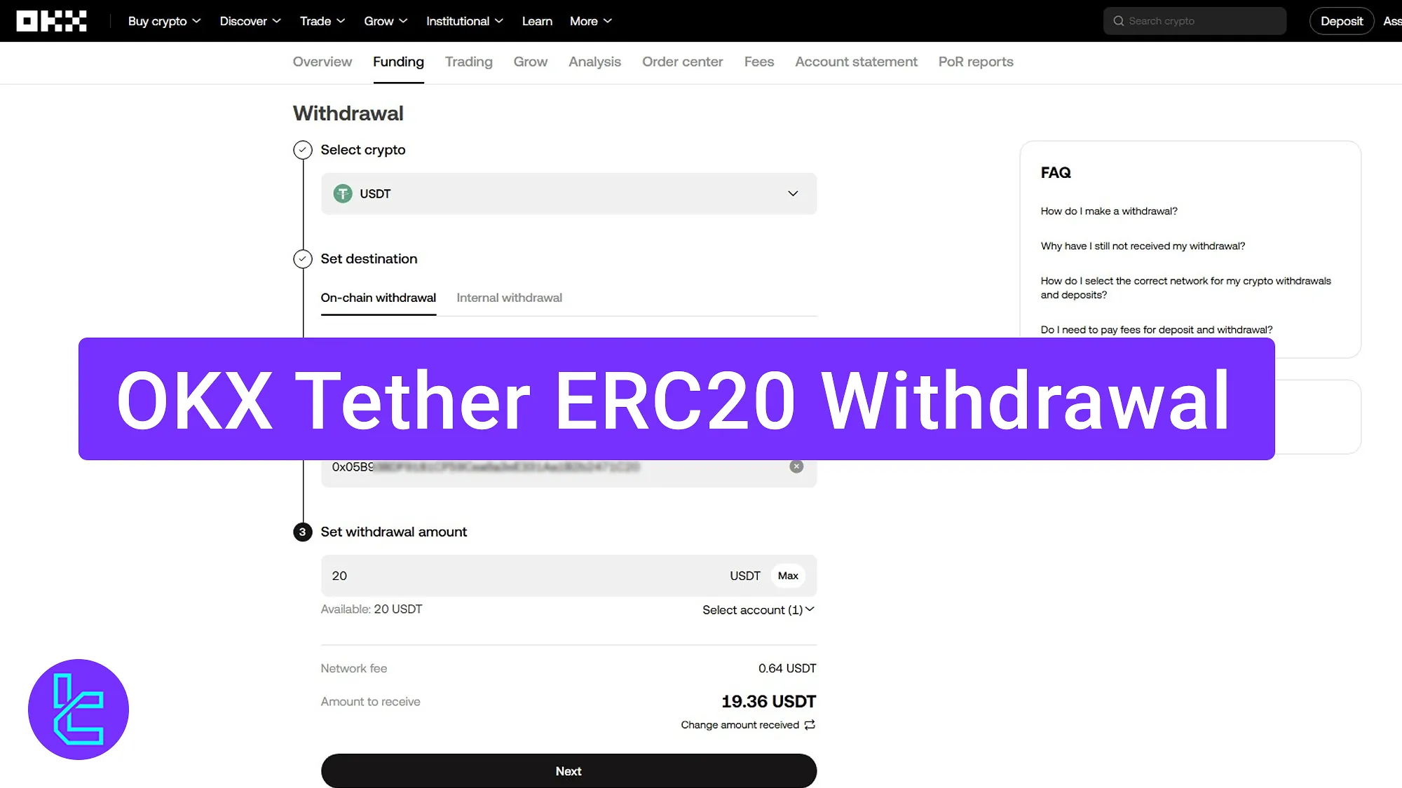OKX ERC20 USDT payout process