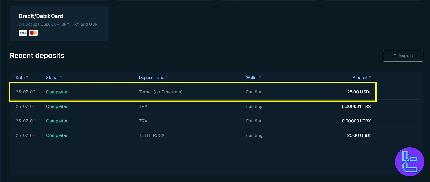 USDT ERC20 deposit transaction tracking on Bitfinex