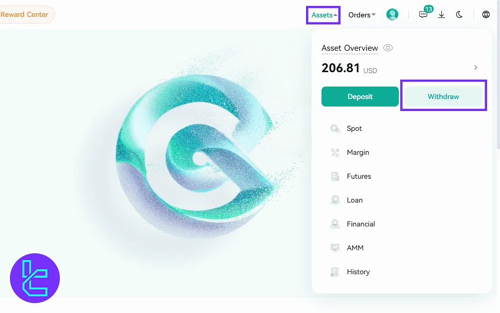 Tether TRC20 withdraw section in CoinEX