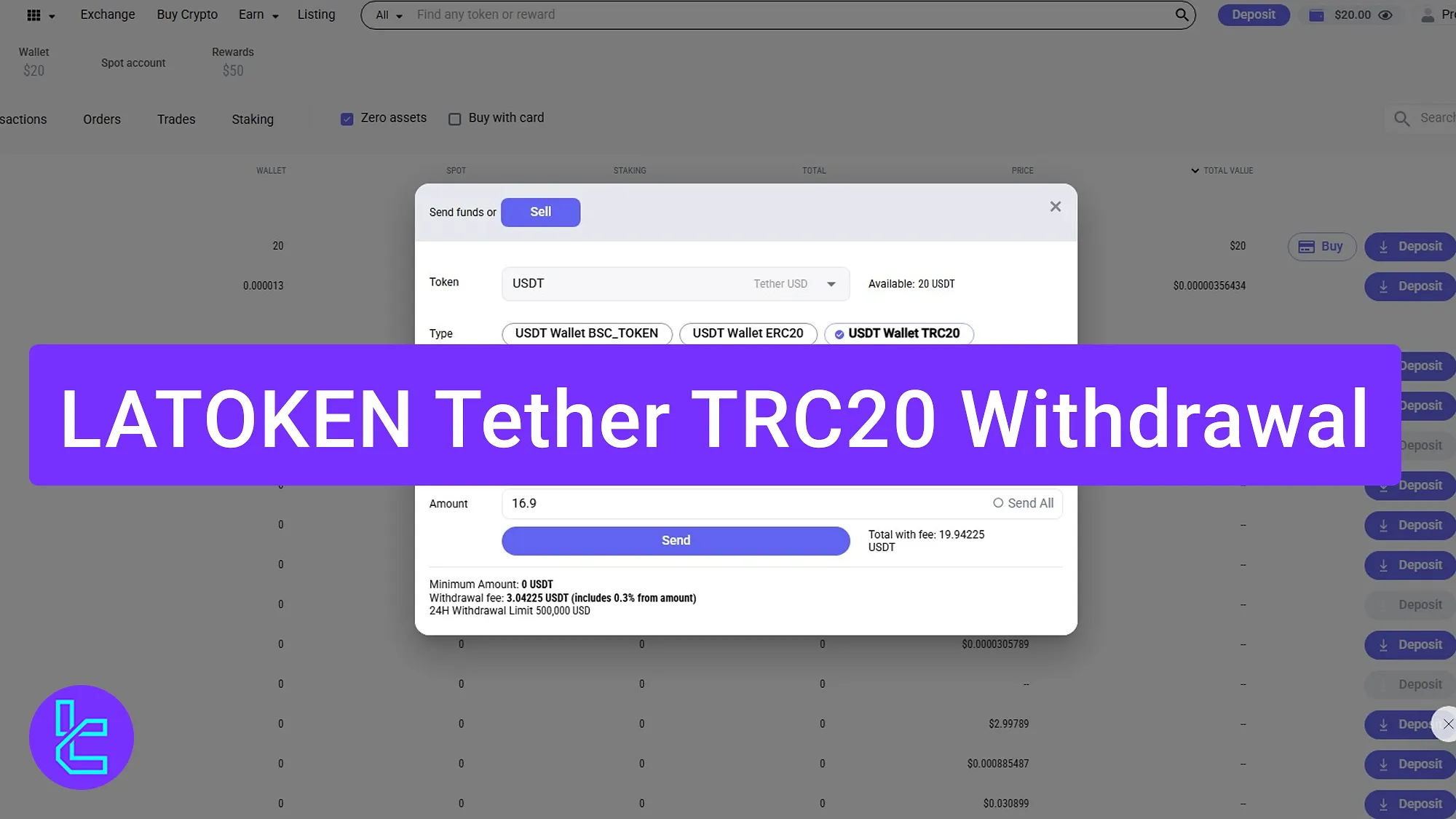 LATOKEN Tether TRC20 Withdrawal 2025 [USDT Arrival in 1-3 Hours]