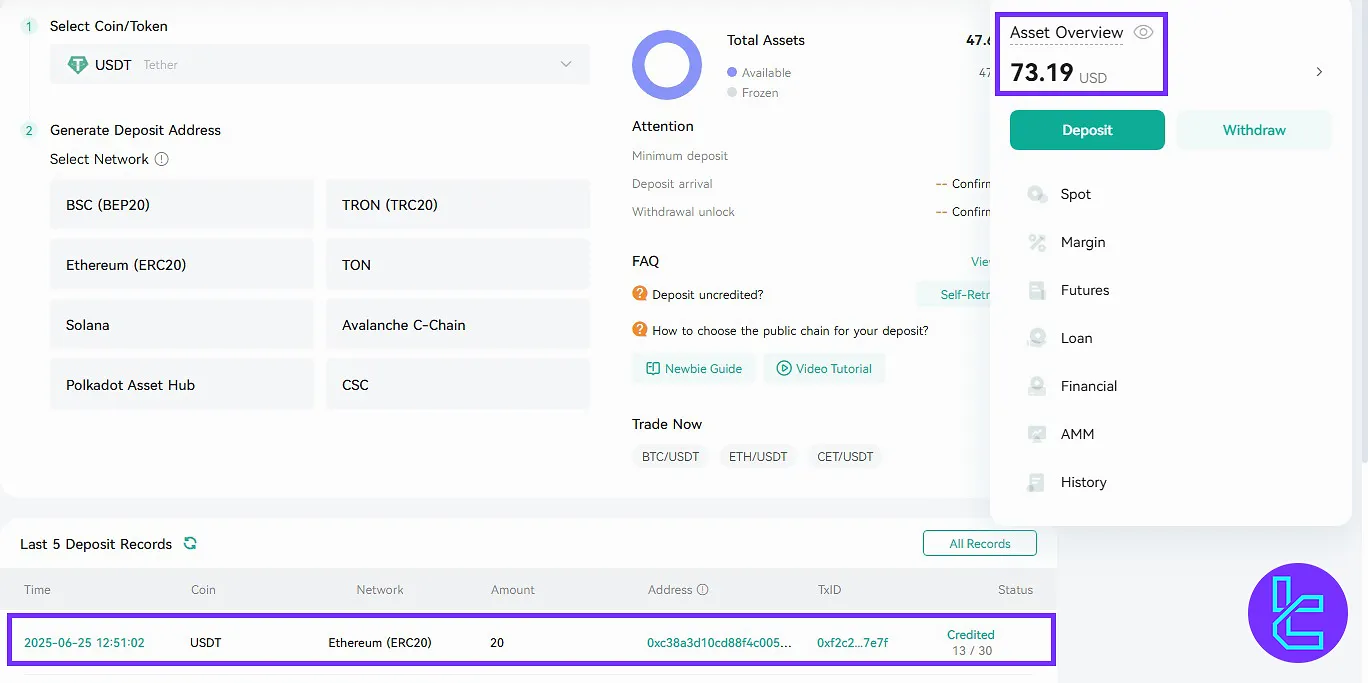 Tracking the CoinEx Tether ERC20 transaction