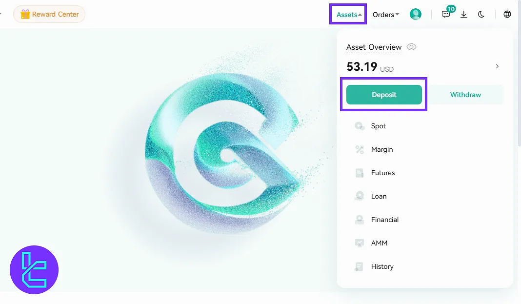 CoinEx USDT ERC20 deposit assets page