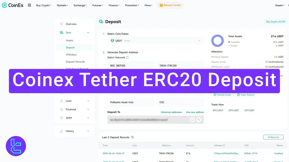 CoinEx Tether ERC20 Deposit 2025 [Account Funding in 2 Minutes]