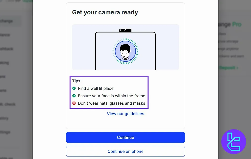 ChangeNow liveness check for verification