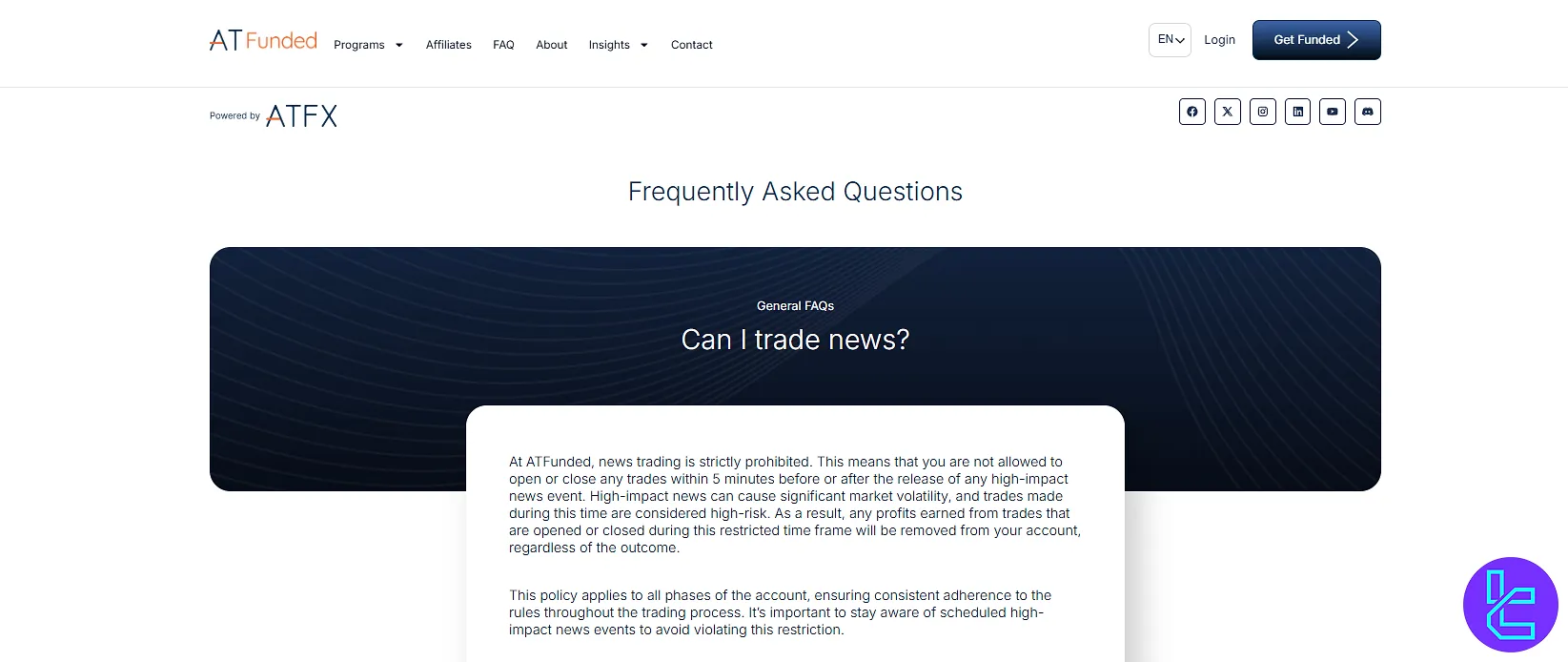News trading rule in ATFunded
