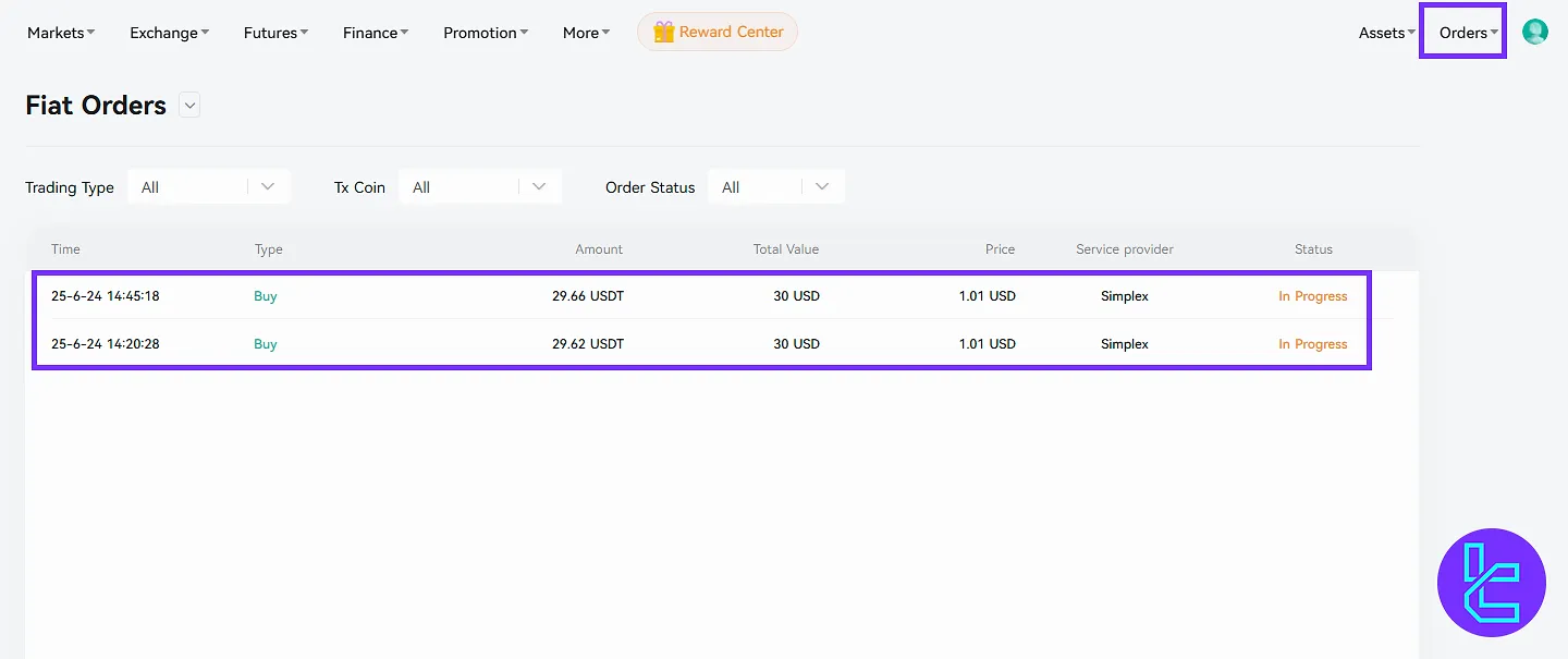 Tracking for CoinEX Visa/Mastercard deposit