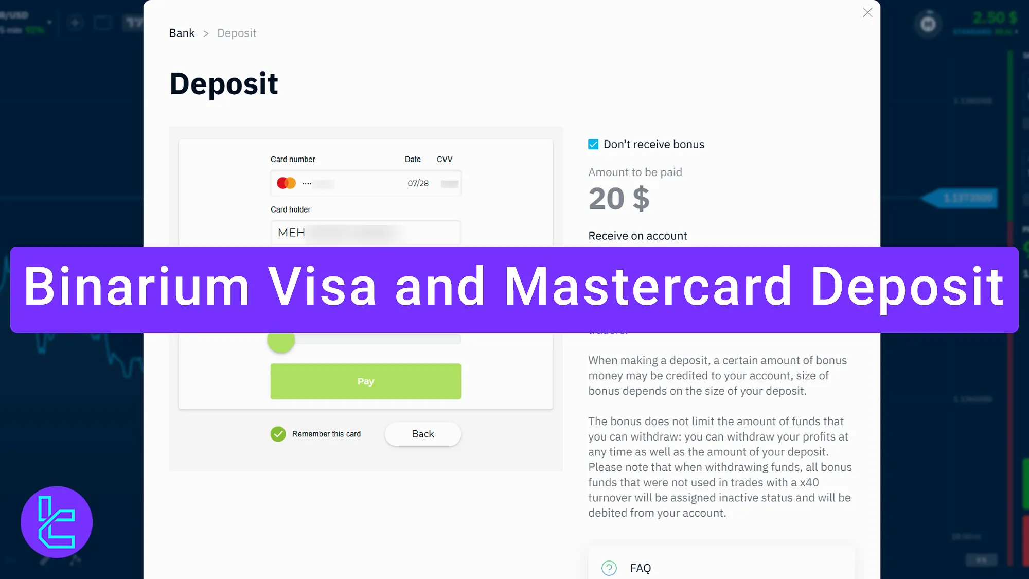 Binarium Visa or MasterCard Deposit 2025 [Minimum Funding $20]