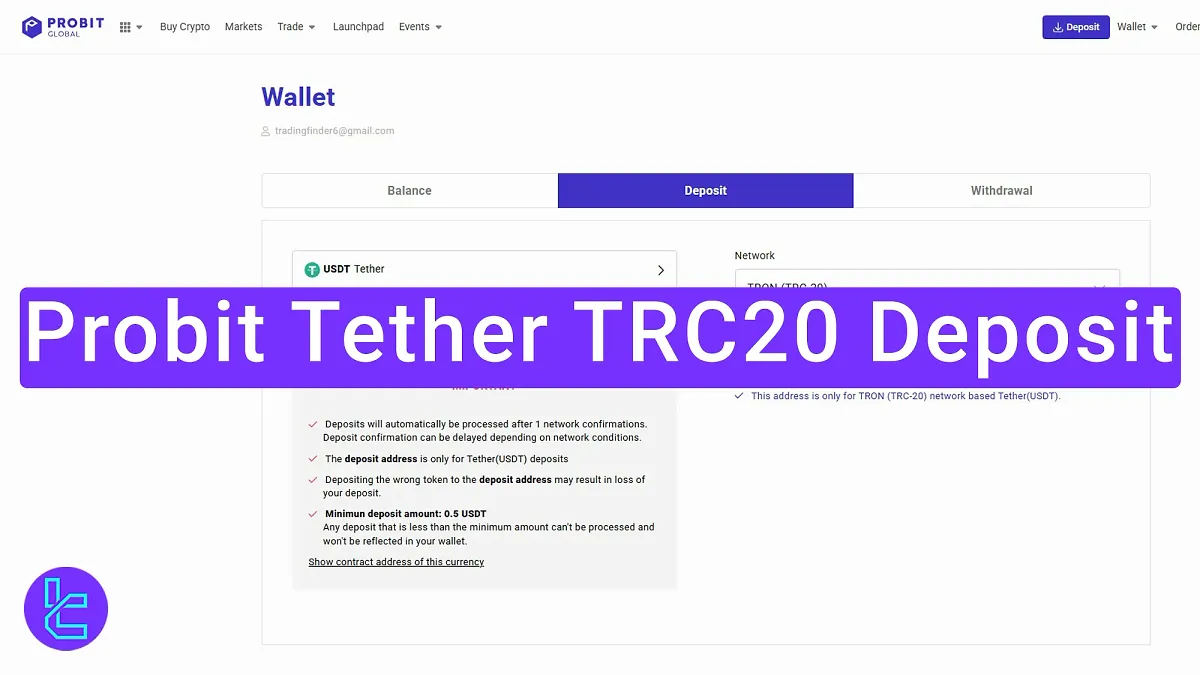 Probit Tether TRC20 Deposit 2025 [Minimum Amount 0.5 USDT] 