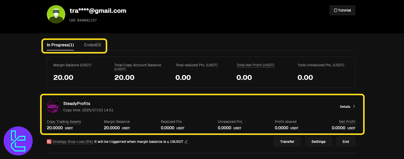 Bitunix my copy trades dashboard with active and ended sections