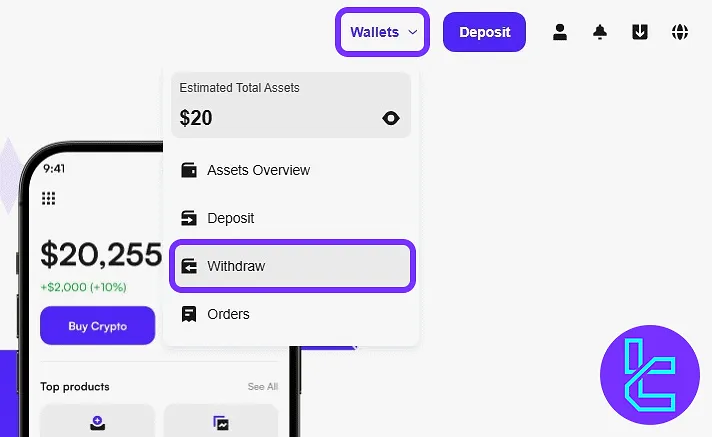 Accessing CoinW cash-out section to receive TRC20